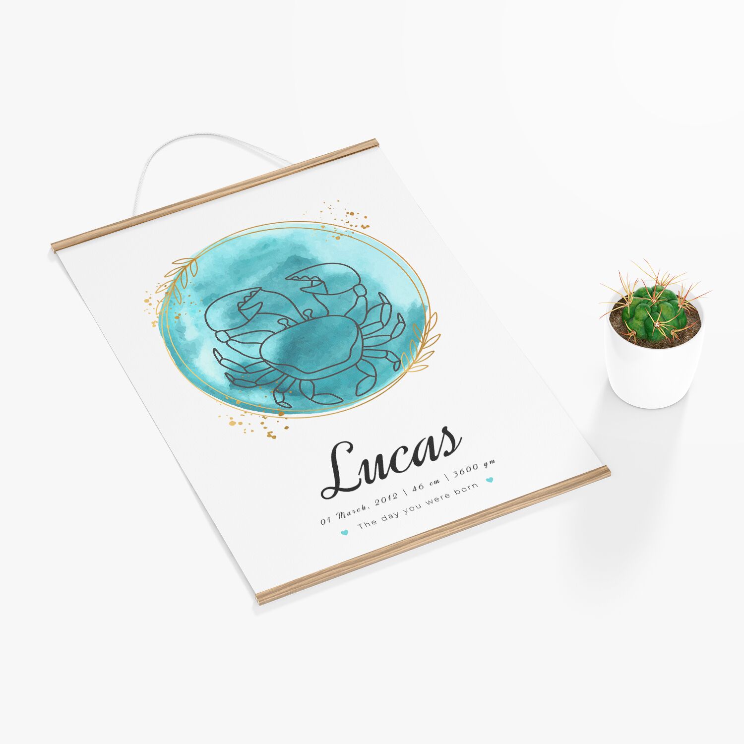 Personalized Cancer Zodiac Wall Art, Horoscope Sign Wall Poster with Hanger - Image 2