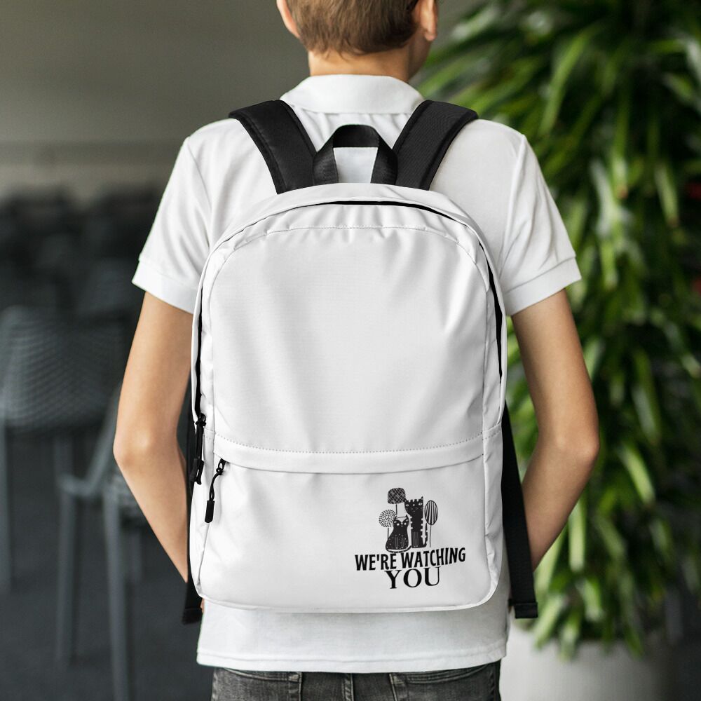 Cool Backpack For Big Kids And Students With Cute Boho Cats We Are Watching You - Image 7