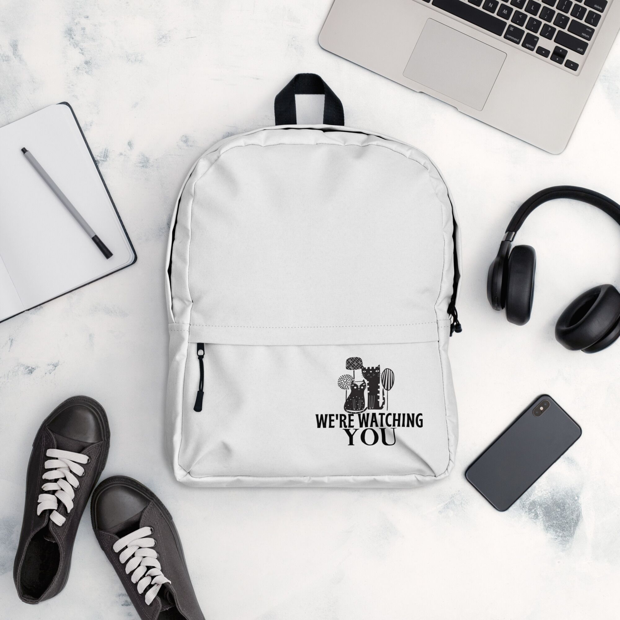 Cool Backpack For Big Kids And Students With Cute Boho Cats We Are Watching You - Image 6