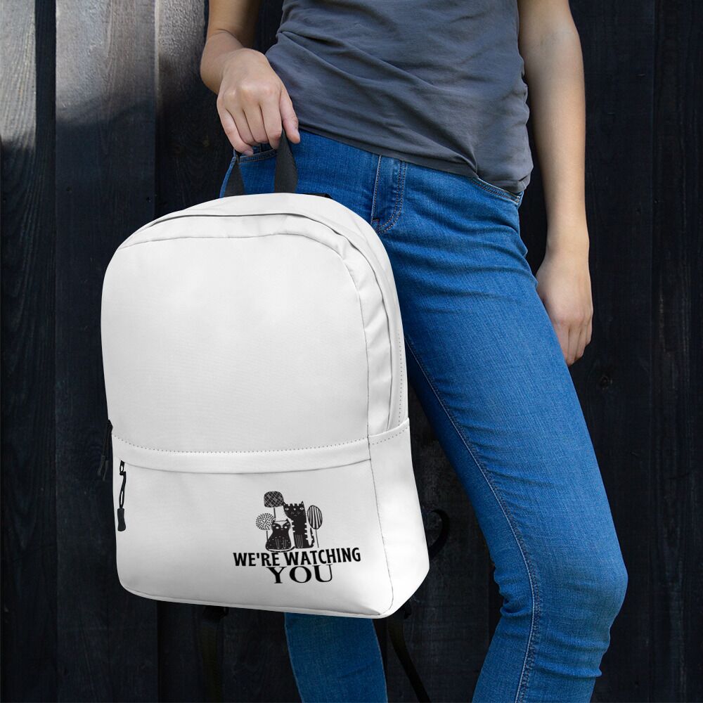 Cool Backpack For Big Kids And Students With Cute Boho Cats We Are Watching You - Image 5