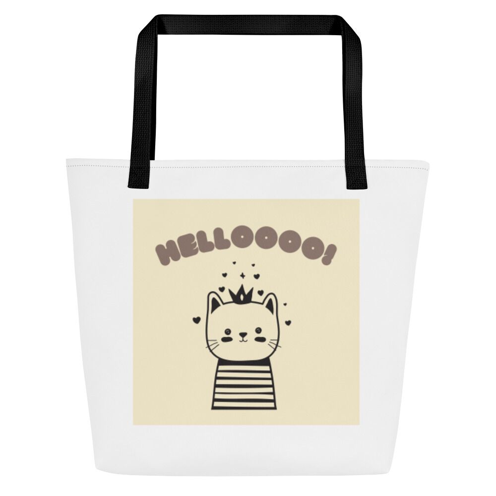 Hellooo Cat All-Over Print Large Tote Bag - Image 3