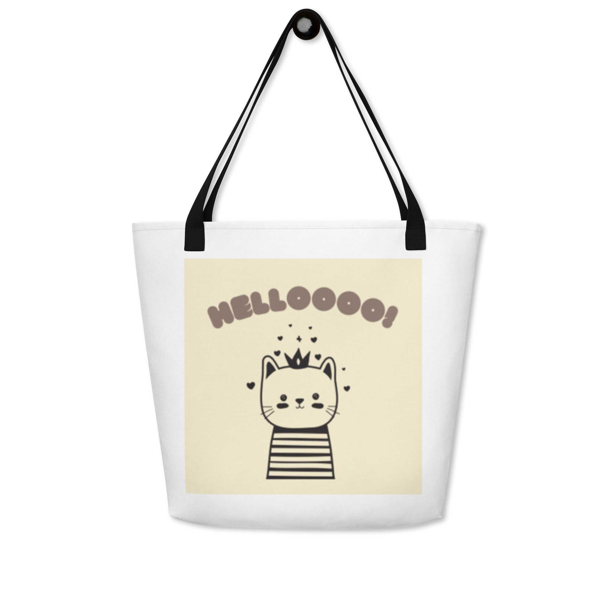 Hellooo Cat All-Over Print Large Tote Bag