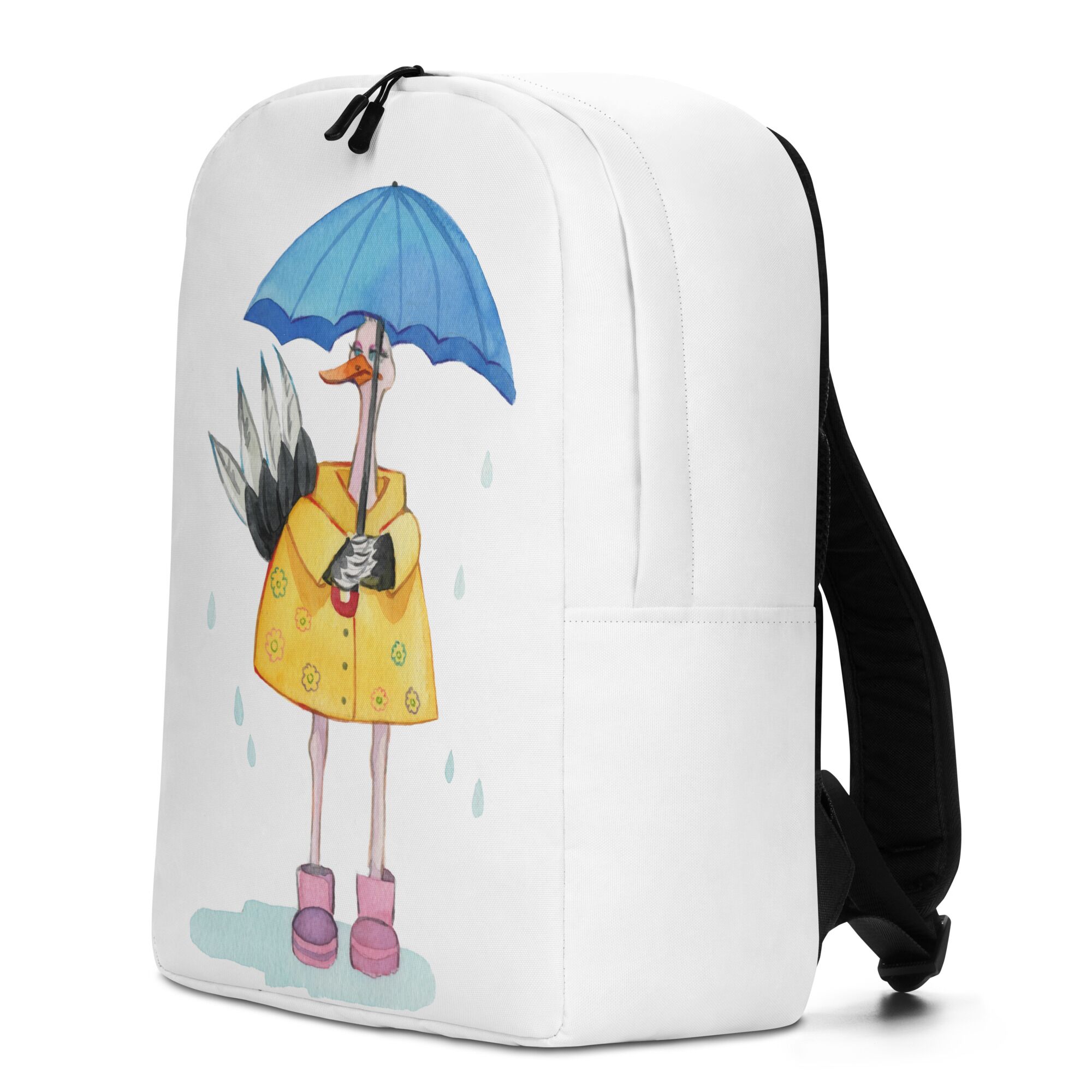 Cool And Chill Ostrich Under The Rain Minimalist Backpack For Boys And Girls - Image 7