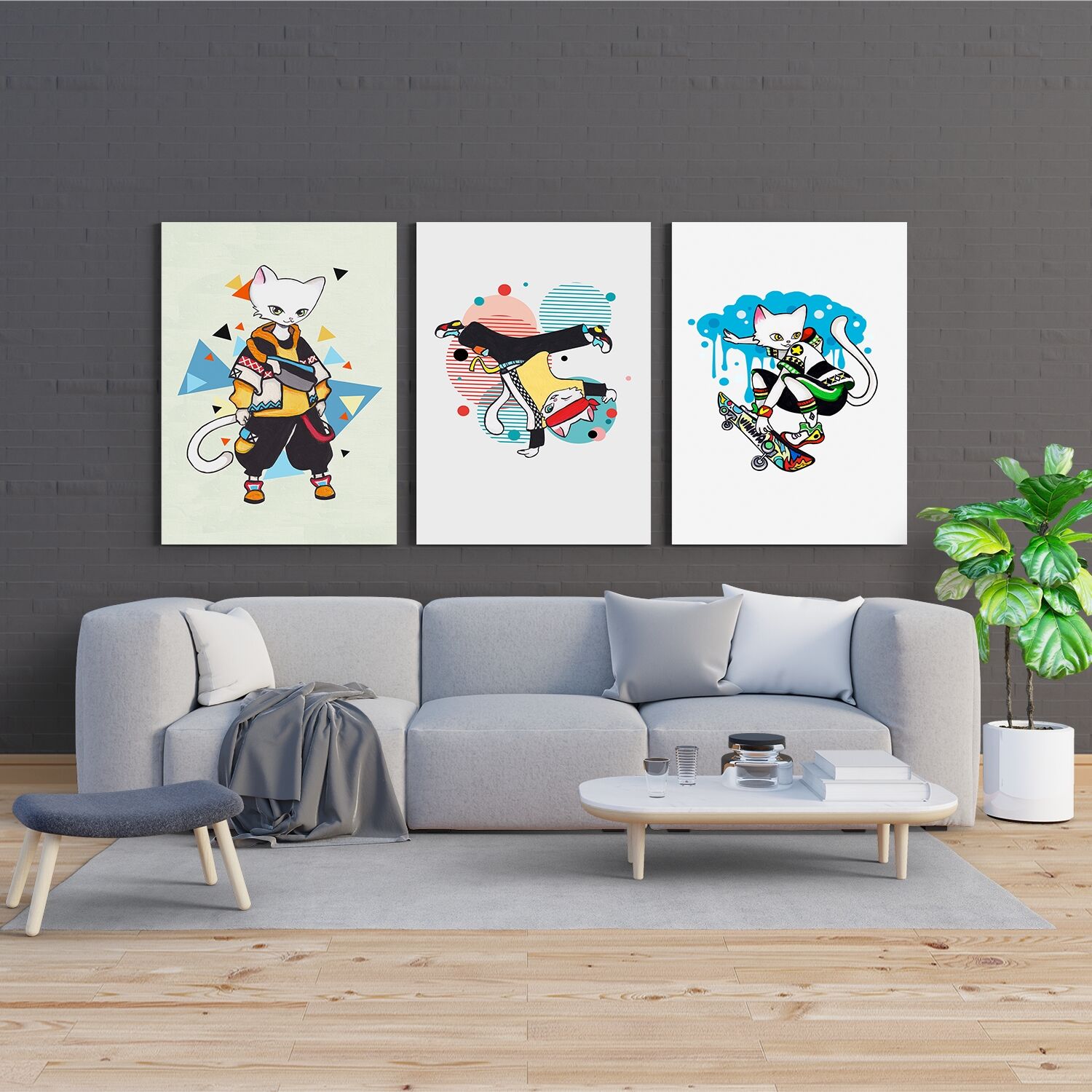 Hiphop Boy Cat Dancing Premium Slim Canvas - Image 3