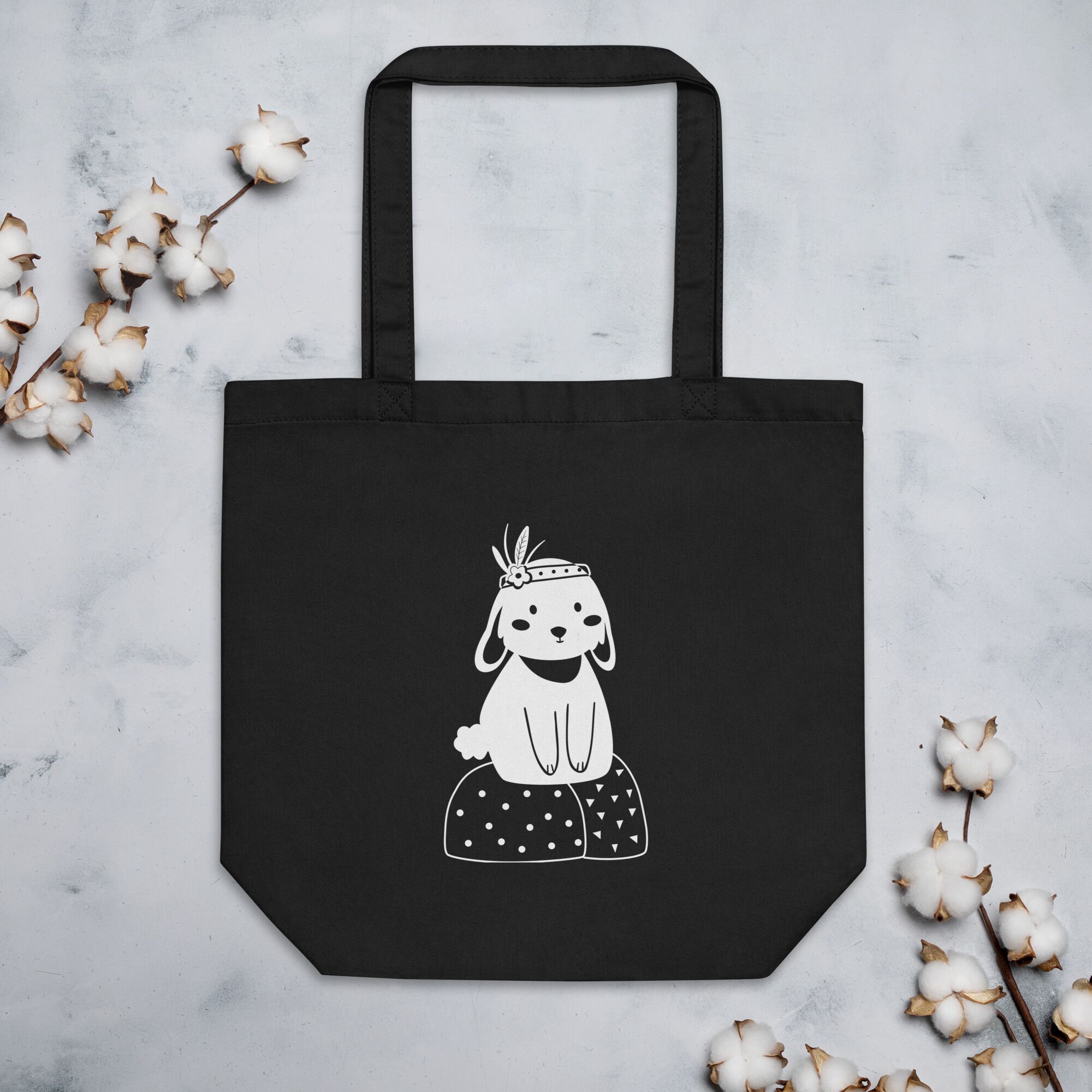 Boho Cat Sitting Eco Tote Bag - Image 5
