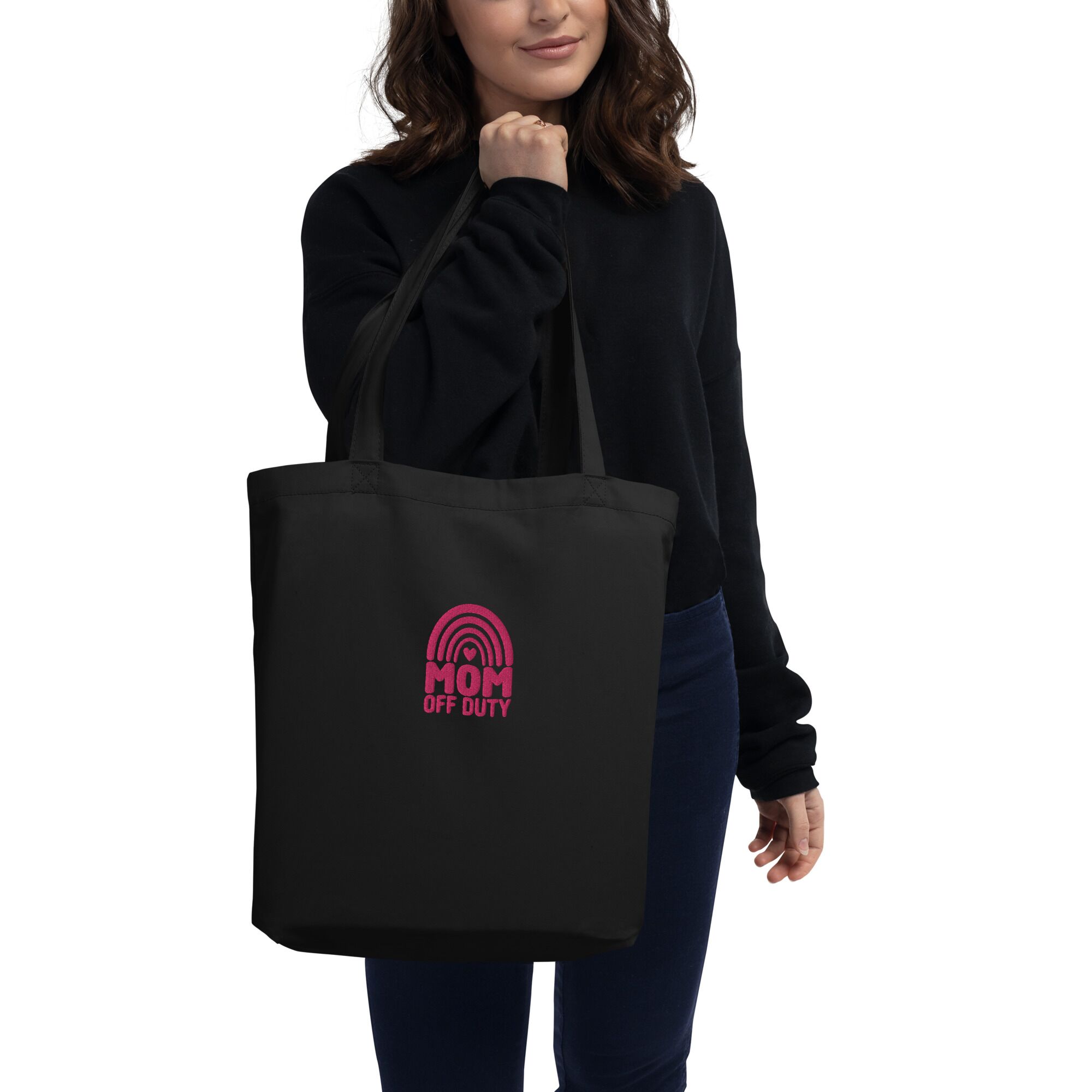 Mom Off Duty Eco Embroidery Tote Bag - Image 7