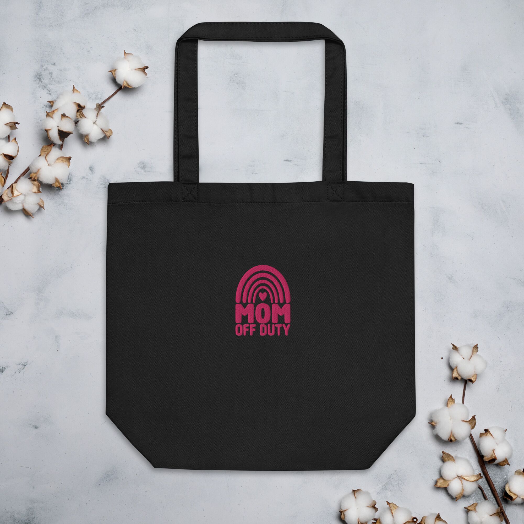 Mom Off Duty Eco Embroidery Tote Bag - Image 6