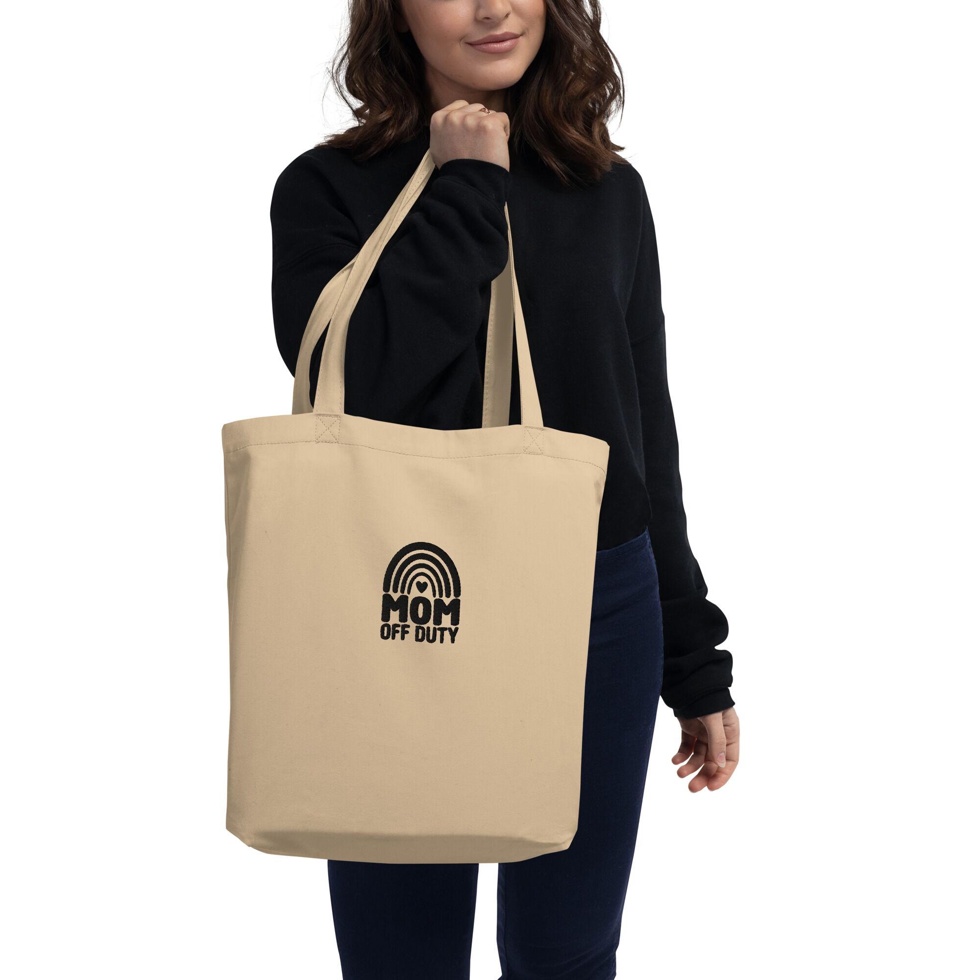 Mom Off Duty Eco Embroidery Tote Bag - Image 2