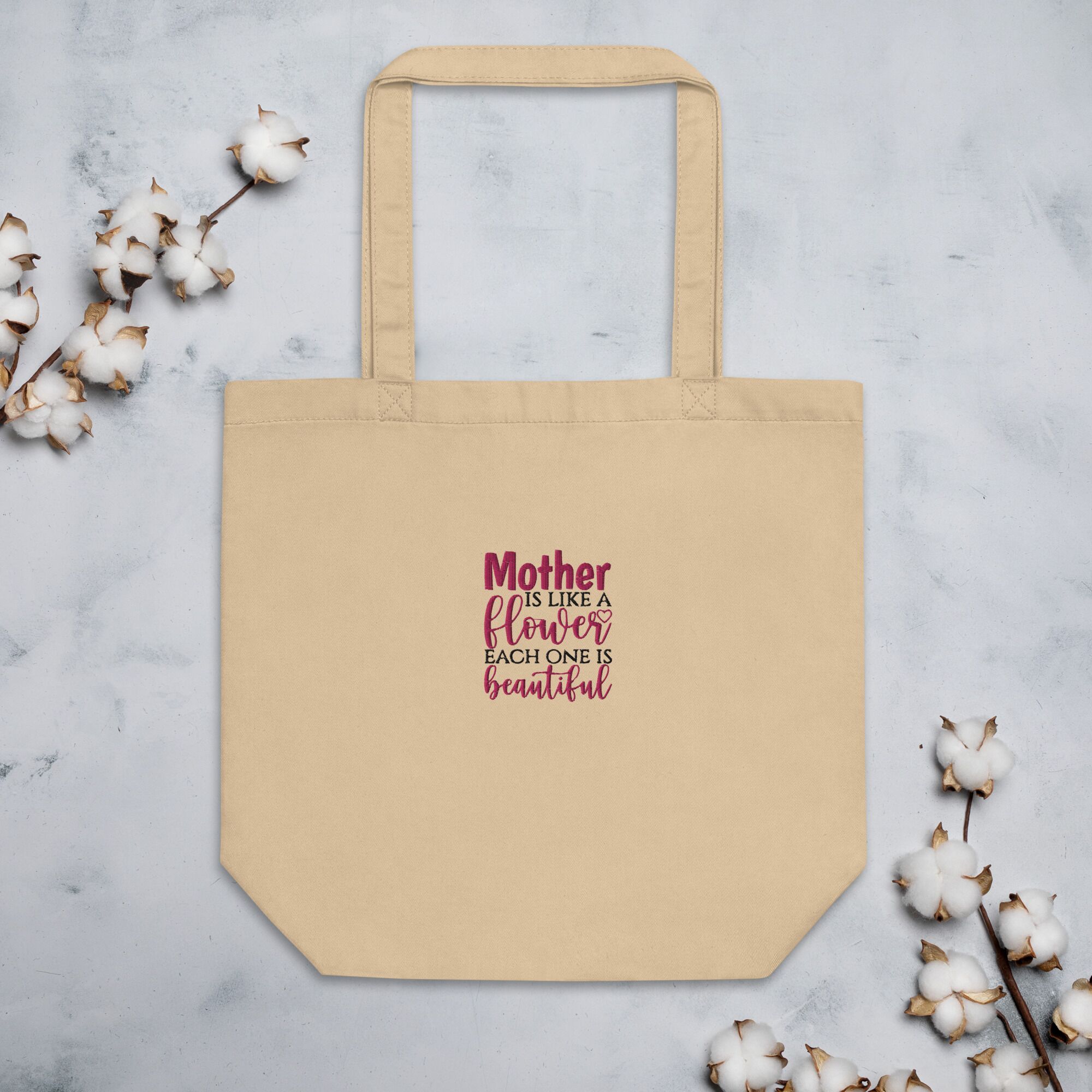 Mother Like Flowers Eco Embroidery Tote Bag - Image 3