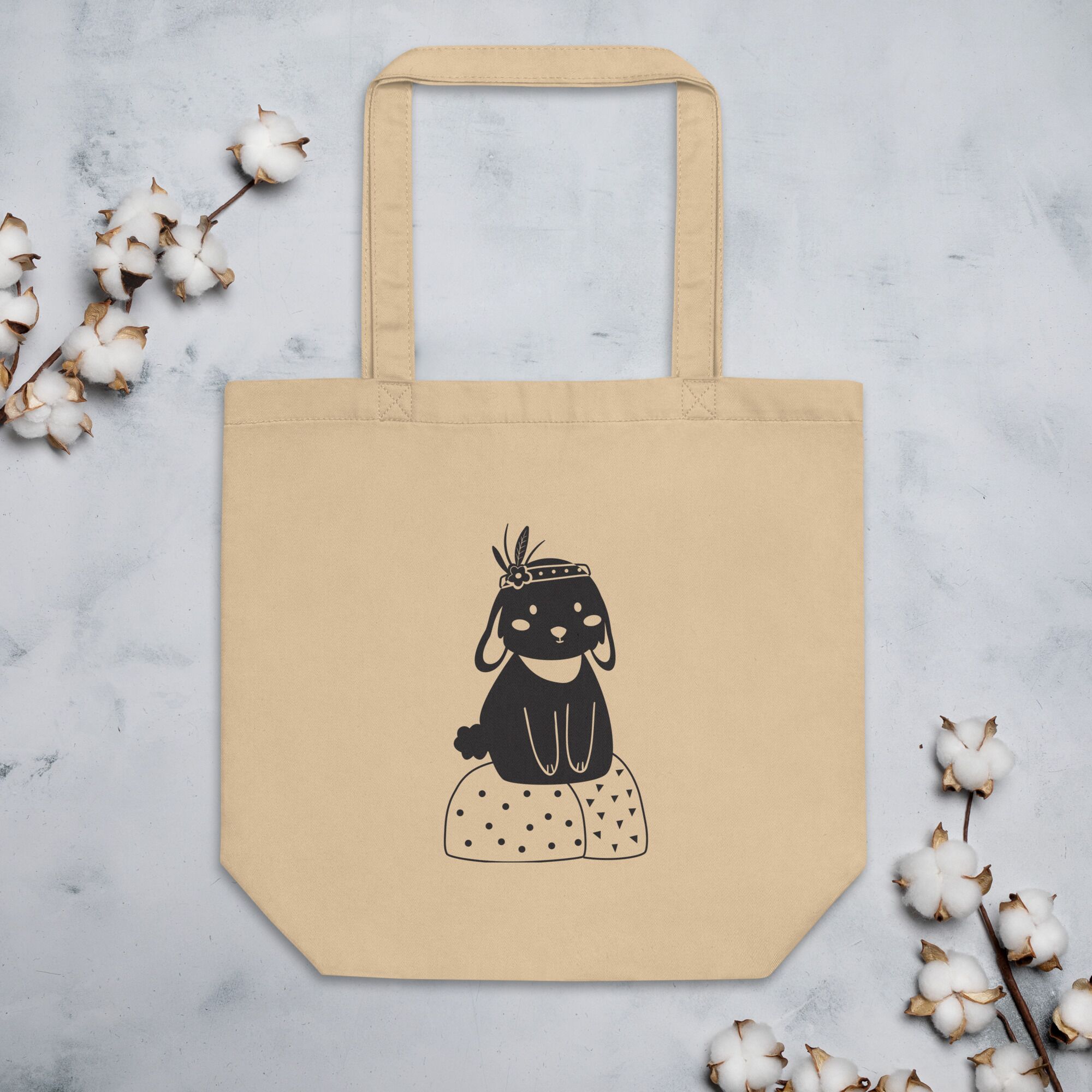 Boho Cat Sitting Eco Tote Bag - Image 2