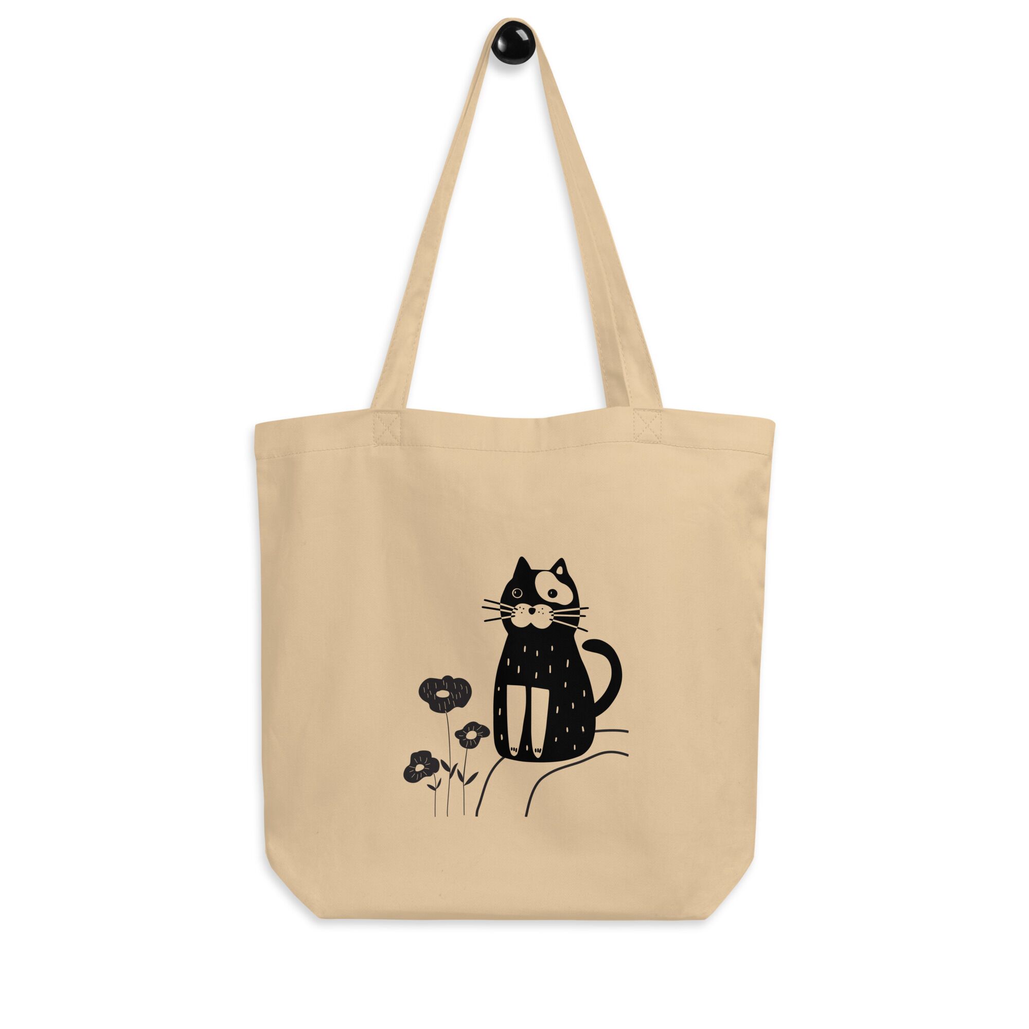 Cat Sit Near Flowers Eco Tote Bag