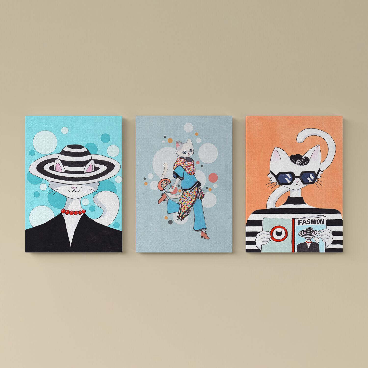 Blue Beauty Cat Girl Premium Canvas - Image 4