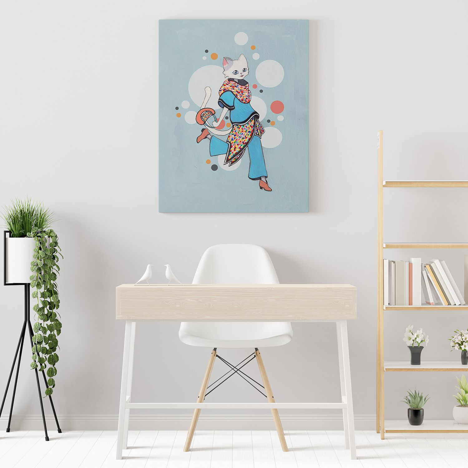 Blue Beauty Cat Girl Premium Canvas - Image 2