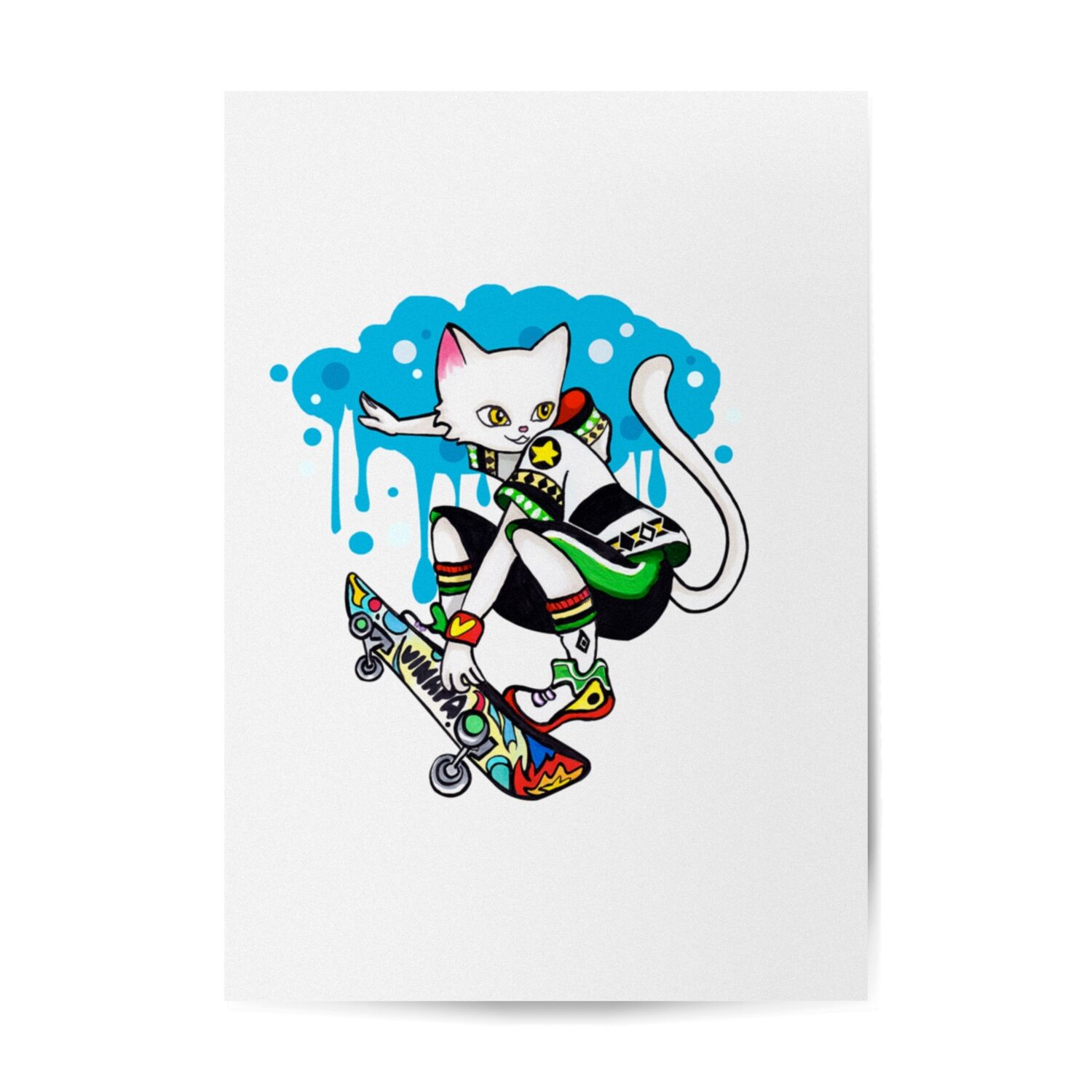 Skeyboard Cat Wearing Sporty Outfit Premium Matte Paper Poster