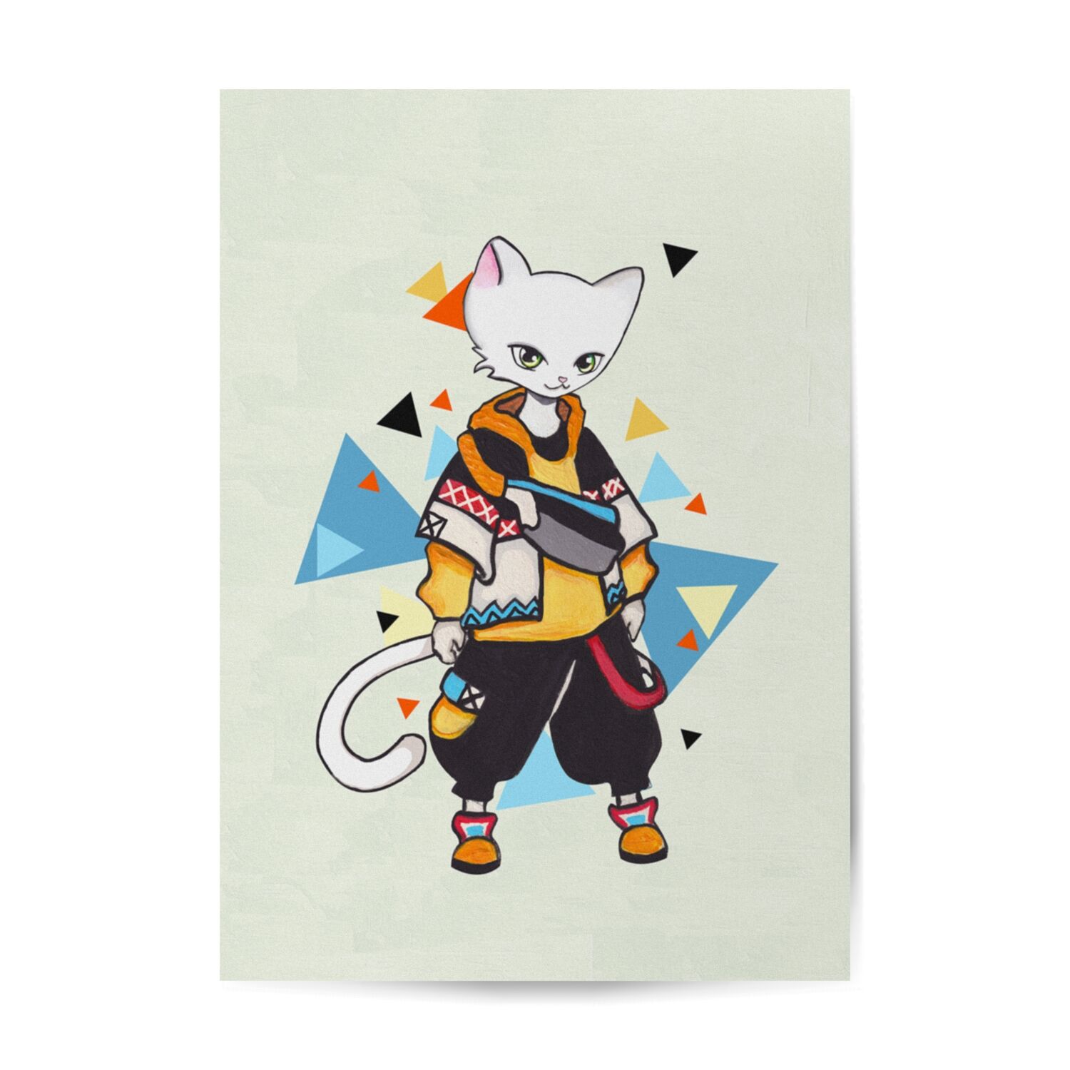 Cool Boy Cat In Fashionable Outfit Premium Matte Paper Poster