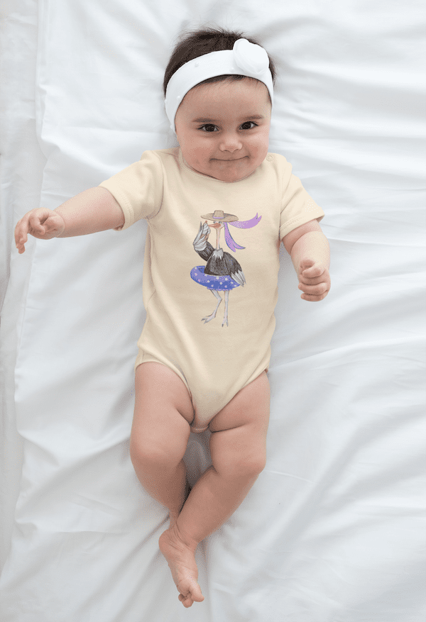 Lady Ostrich With An Inflatable Circle Organic Cotton Baby Bodysuit - Image 2
