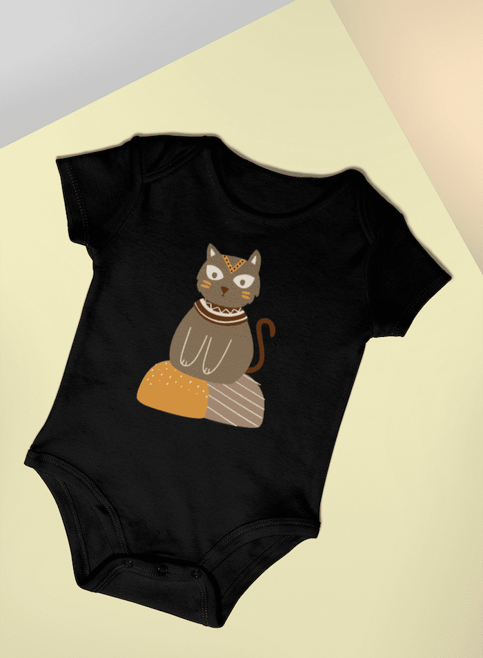 Indian Boho Cat Baby Short Sleeve One Piece - Image 2