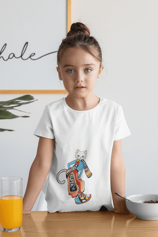 Super Сat Kids Сrew Neck T-Shirt - Image 5