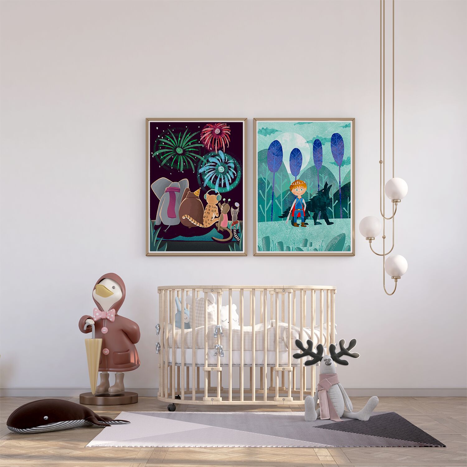 Cute Prince With Wolf In Winter Forest Personalies Wall Poster For Boys - Image 4