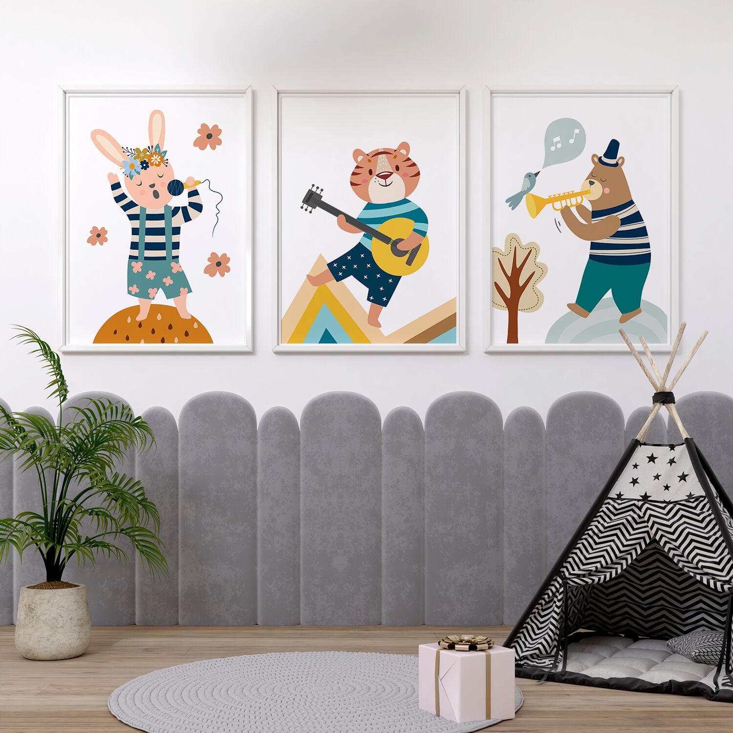 Toddlers Poster, With Cute Rabbit Singing on Colorful Clothes - Image 4
