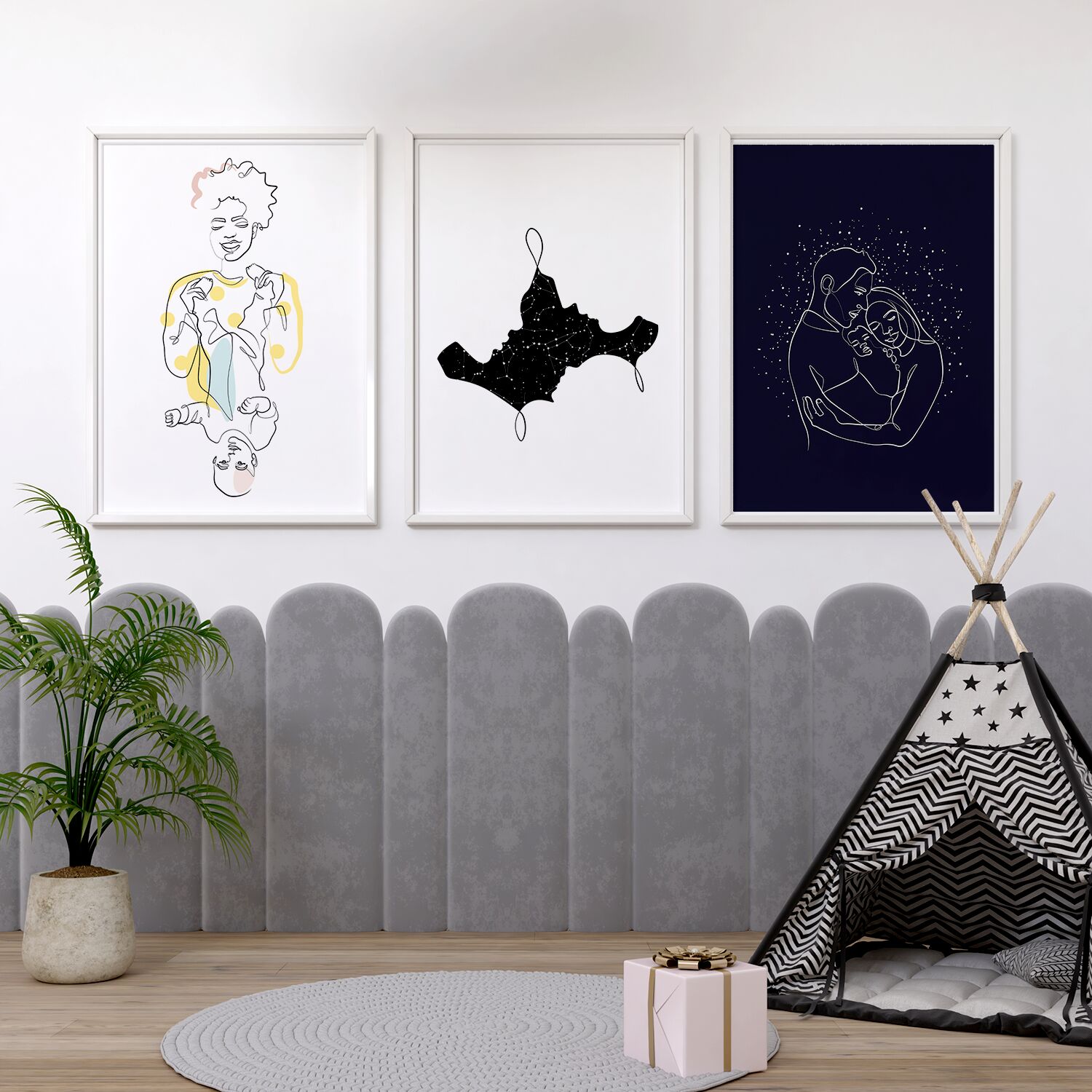 Parents And Baby Cuddling Premium Framed Poster - Image 3