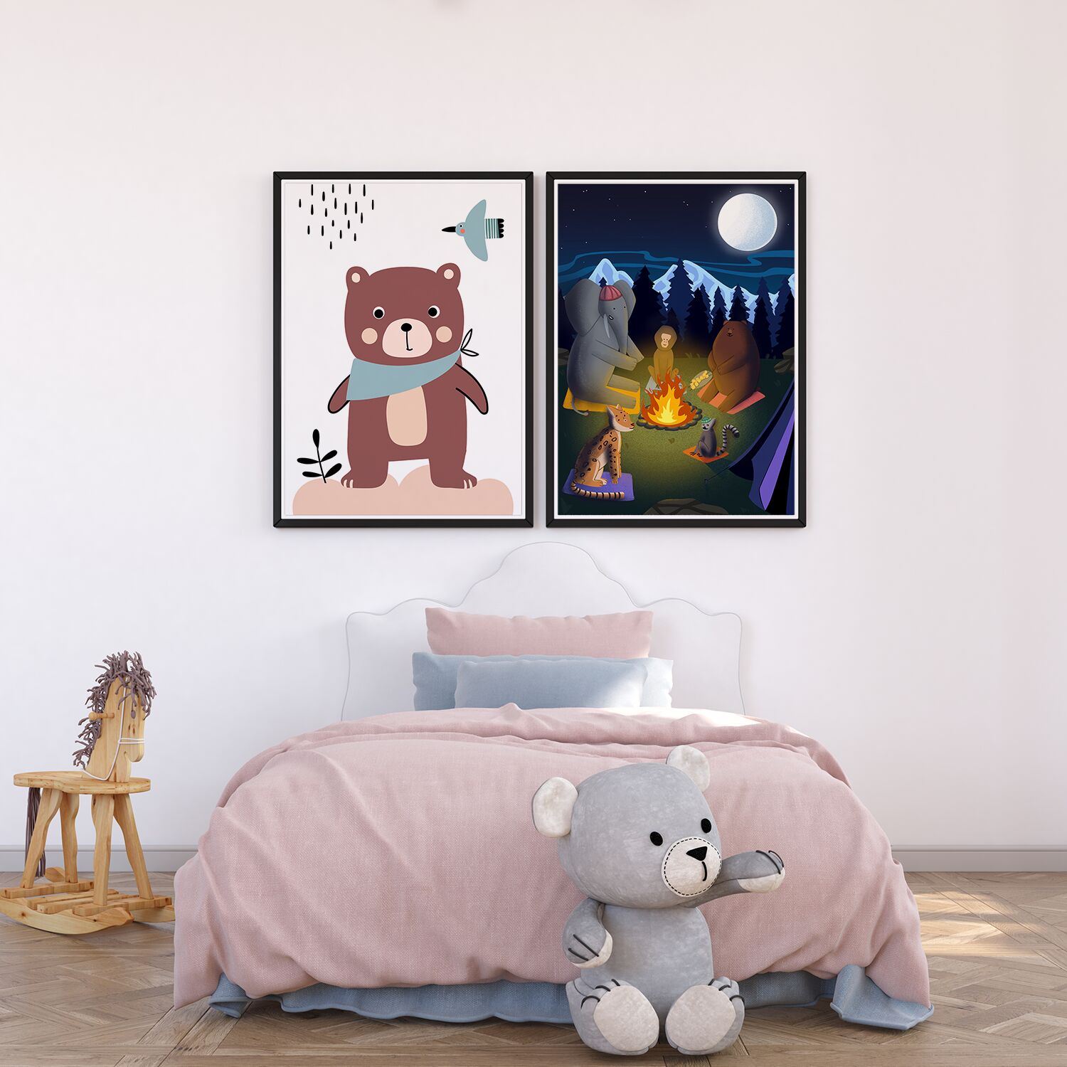 Suprised Bear Wearing With Nordic Background Premium Matte Paper Wooden Framed Poster - Image 5