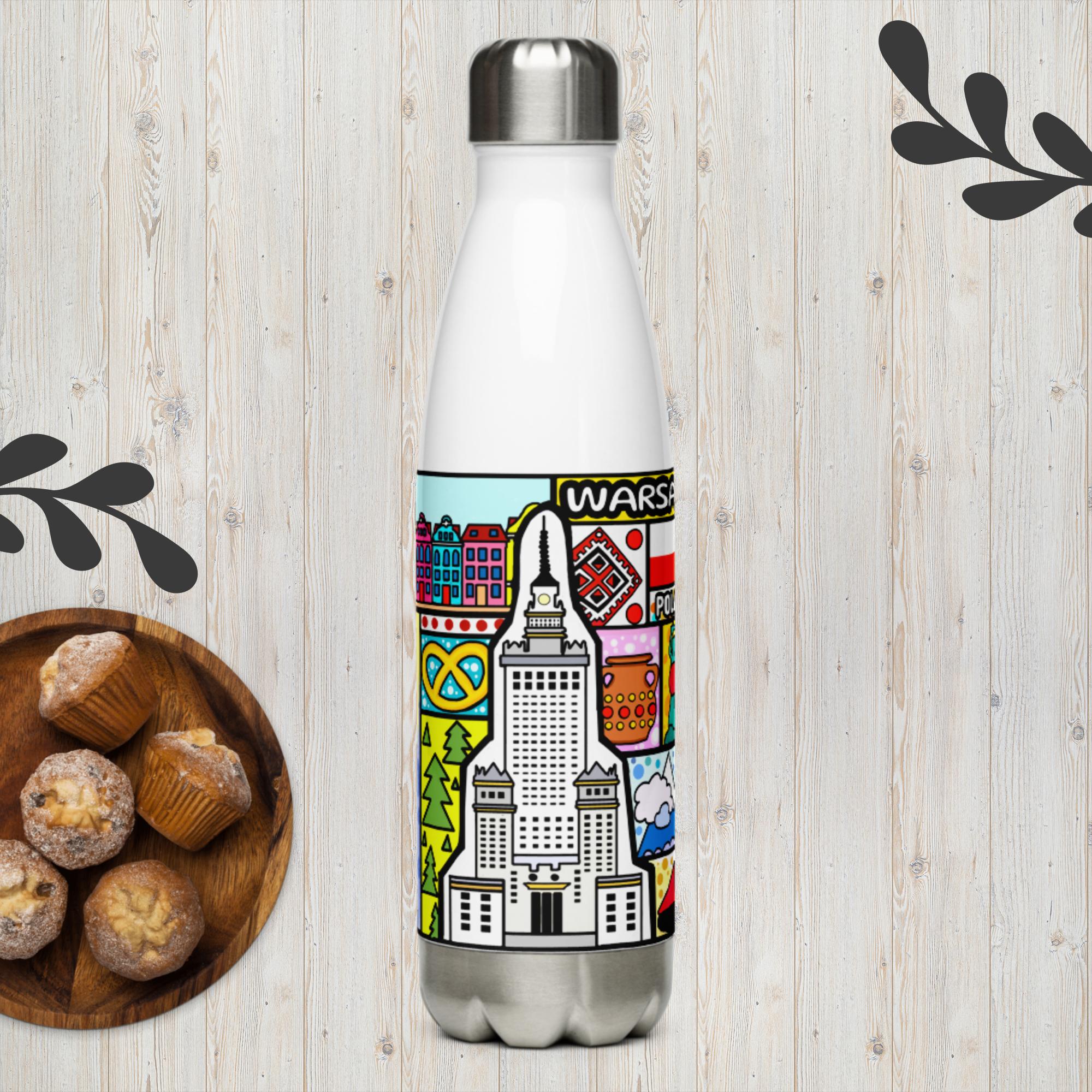 Warsaw Finland Abstract Map Stainless Steel Water Bottle