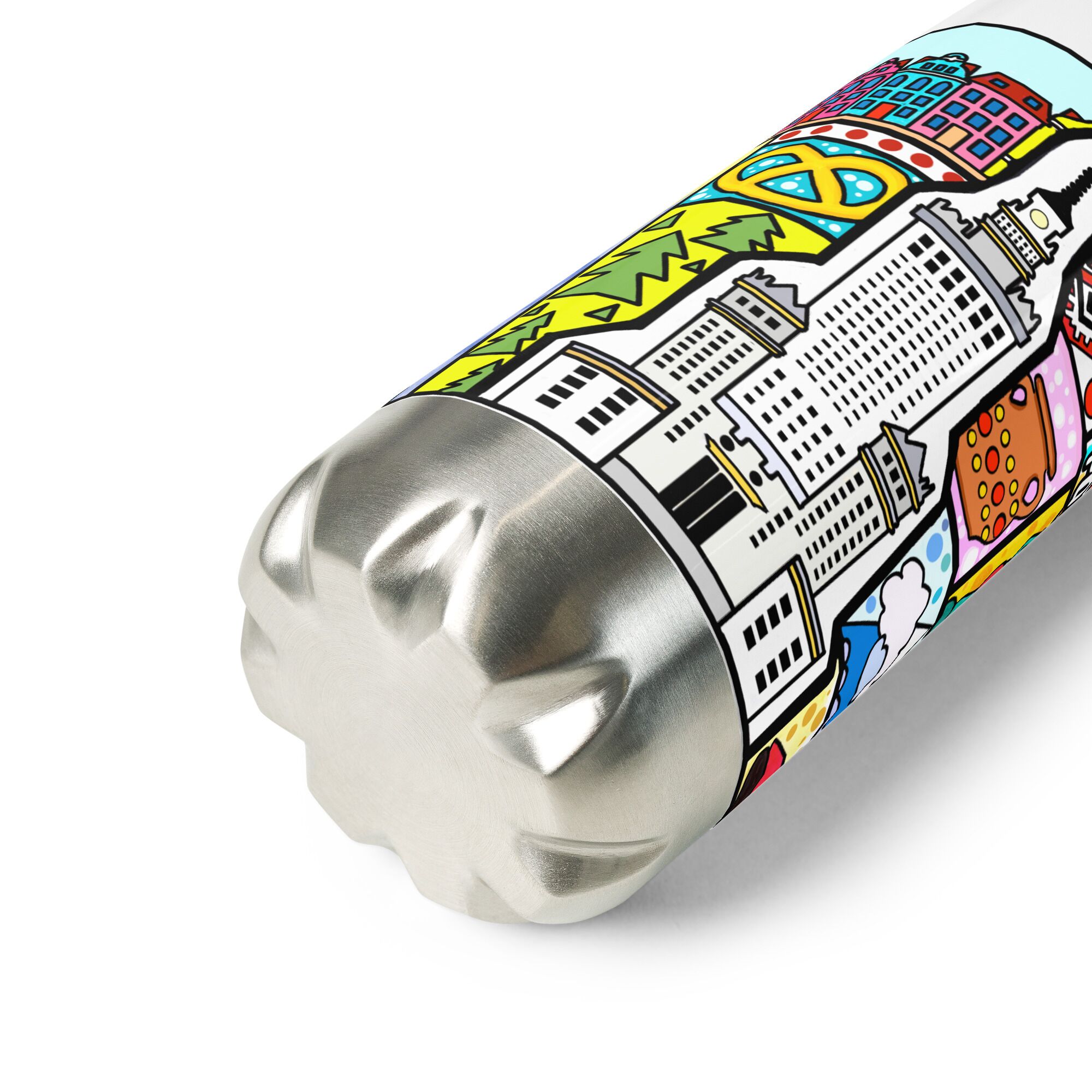 Warsaw Finland Abstract Map Stainless Steel Water Bottle - Image 5