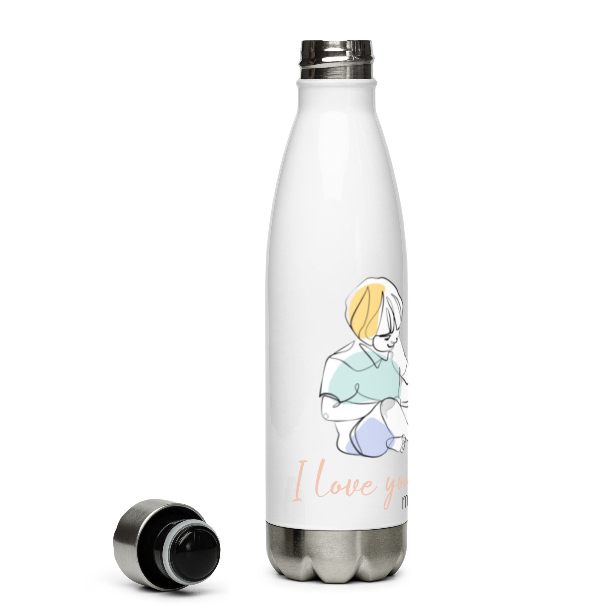 Boy And His Cat Friend Stainless Steel Water Bottle - Image 7
