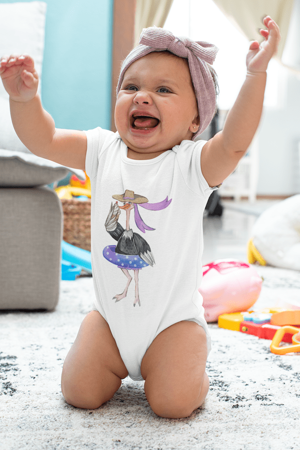 Lady Ostrich With An Inflatable Circle Organic Cotton Baby Bodysuit - Image 4