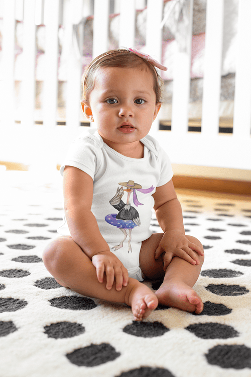 Lady Ostrich With An Inflatable Circle Organic Cotton Baby Bodysuit - Image 3