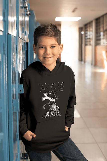 Riding Mouse Kids Fleece Hoodie
