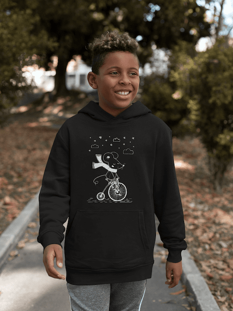 Riding Mouse Kids Fleece Hoodie - Image 4