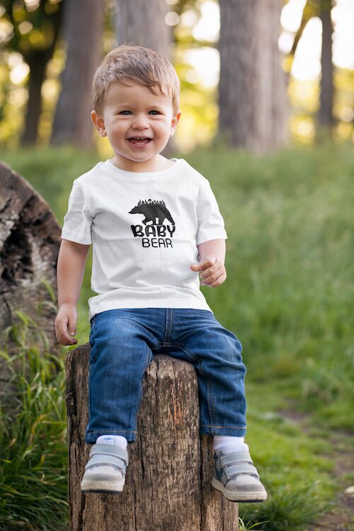 Cool Baby Bear Walking In The Forest Toddler Short Sleeve Tee - Image 3