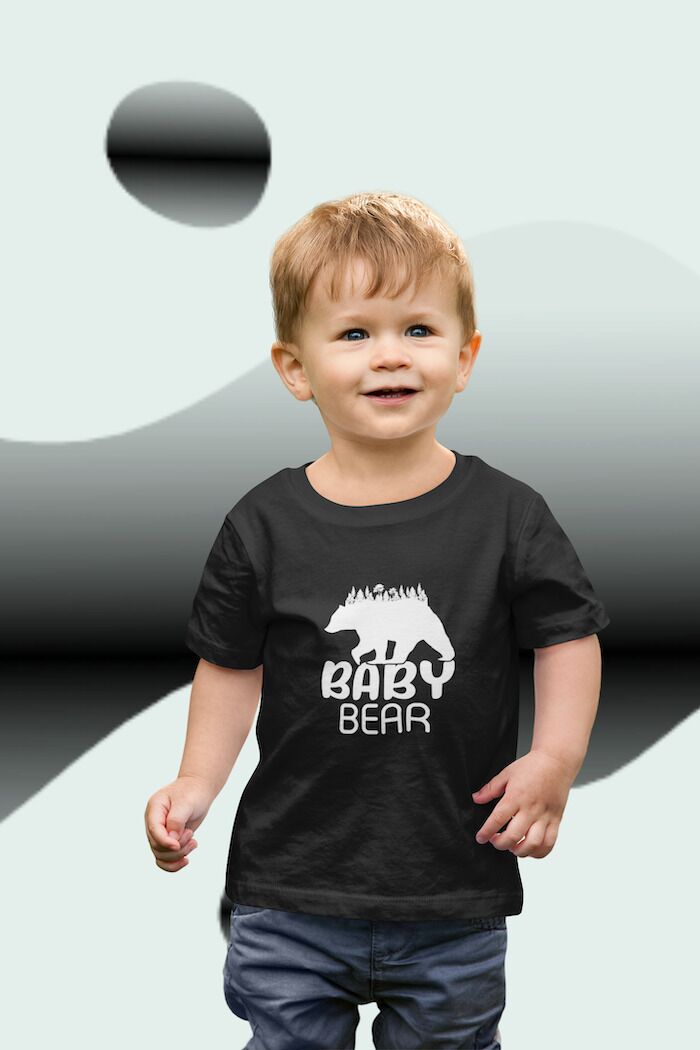 Cool Baby Bear Walking In The Forest Toddler Short Sleeve Tee