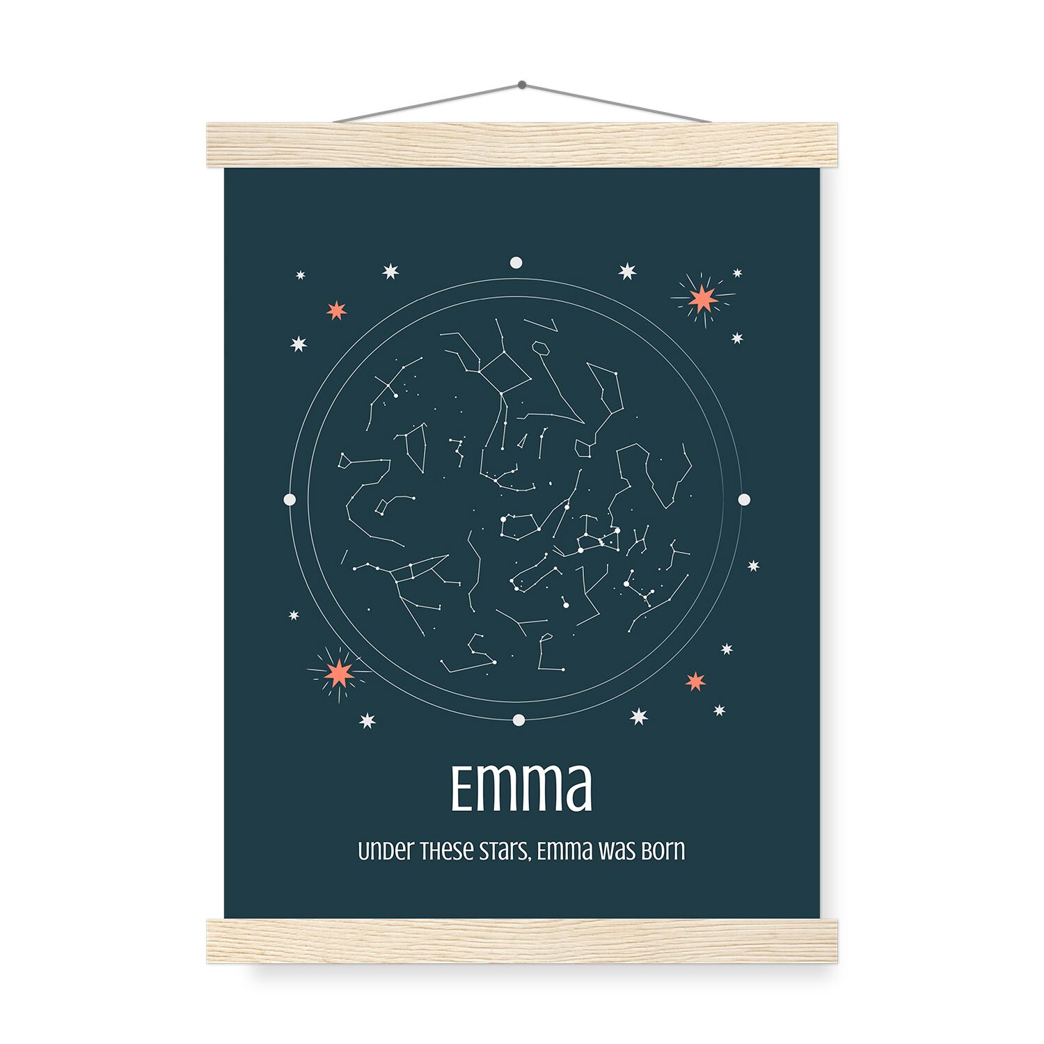 Custom Name Dark Star Map Print Under These Stars | Birthday Gift Poster with Hanger