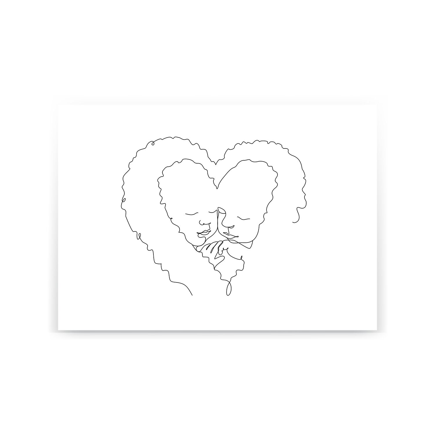Baby Twin With Heart Love Icon Black Line Art Premium Matte Paper Poster