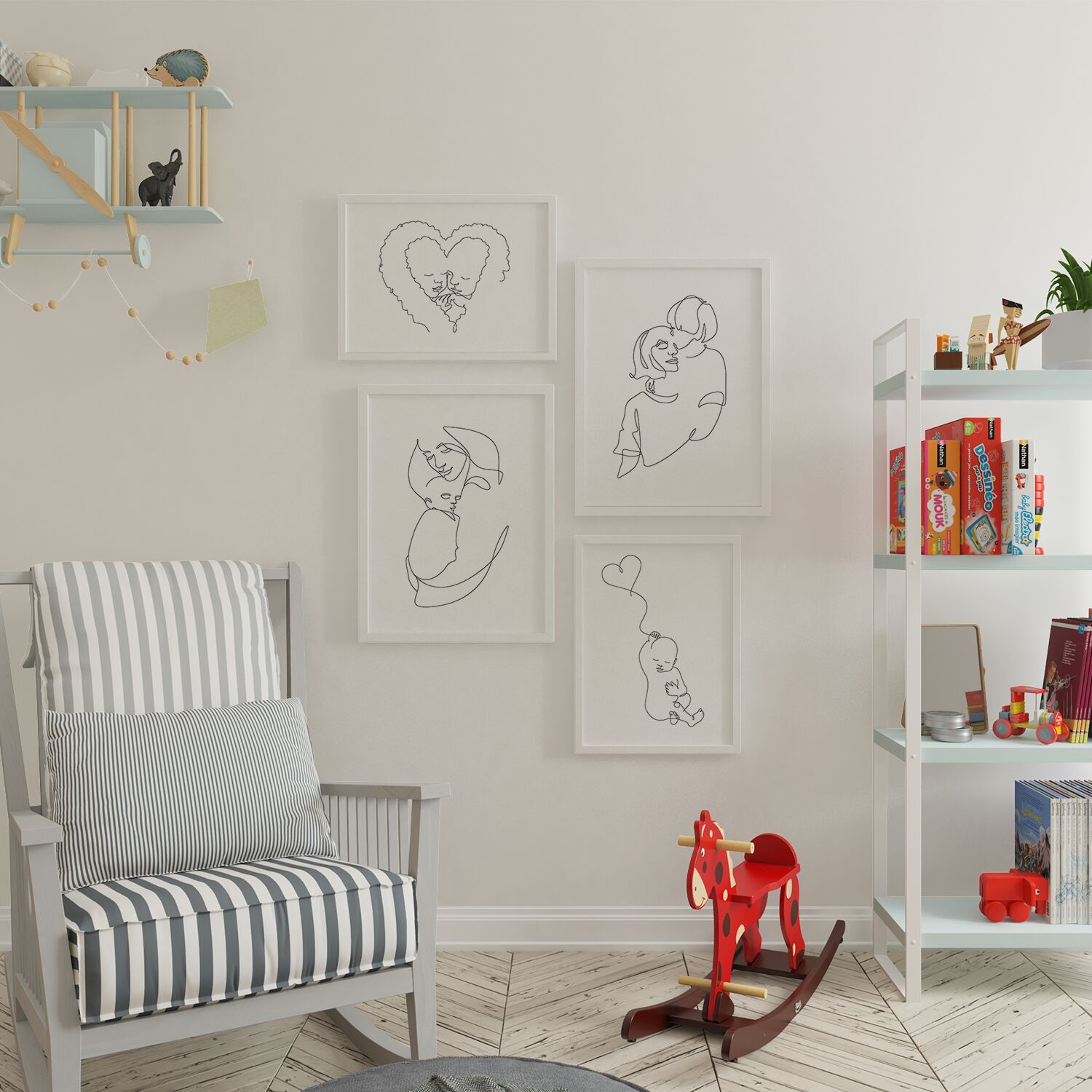 Baby Twin With Heart Love Icon Black Line Art Premium Matte Paper Poster - Image 4