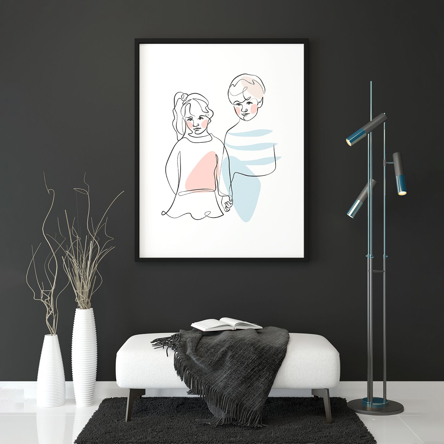Sibling Sister And Brother Holding Hands Personalised Framed Poster - Image 5
