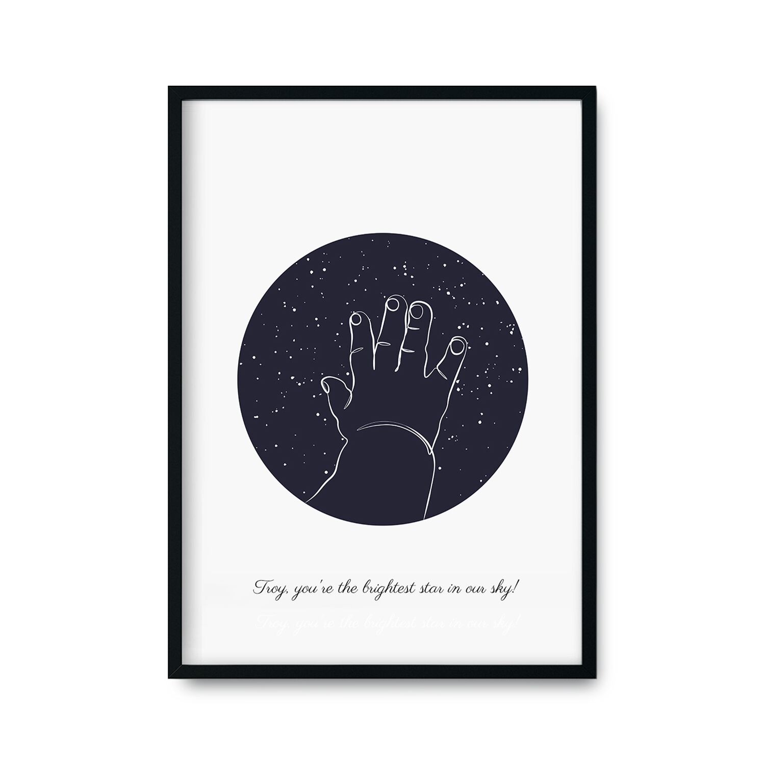 Baby Reaching Stars with Black Background Premium Matte Paper Wooden Framed Poster