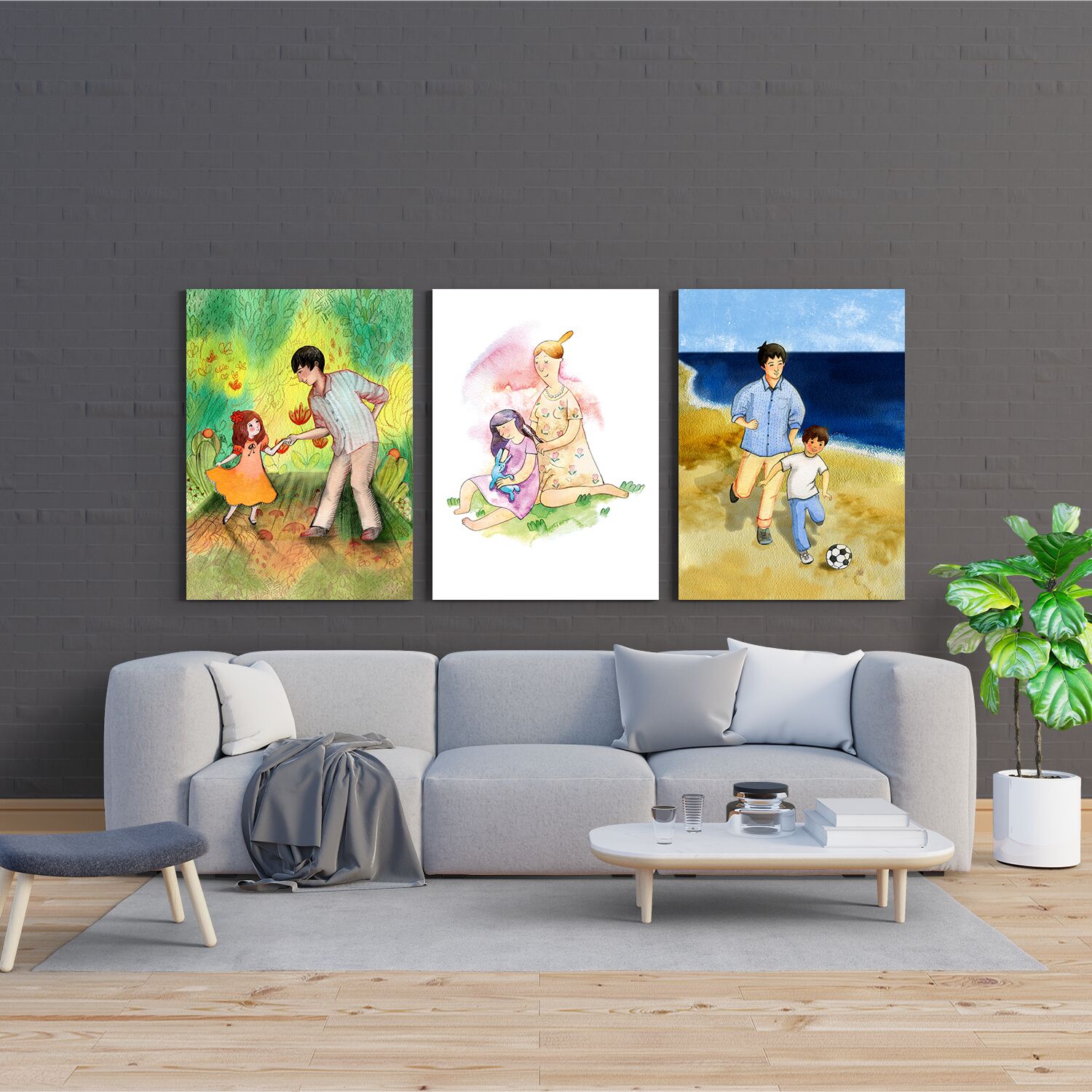 Dad And Son Playing Soccer Wall Art For Boys, Premium Canvas - Image 3