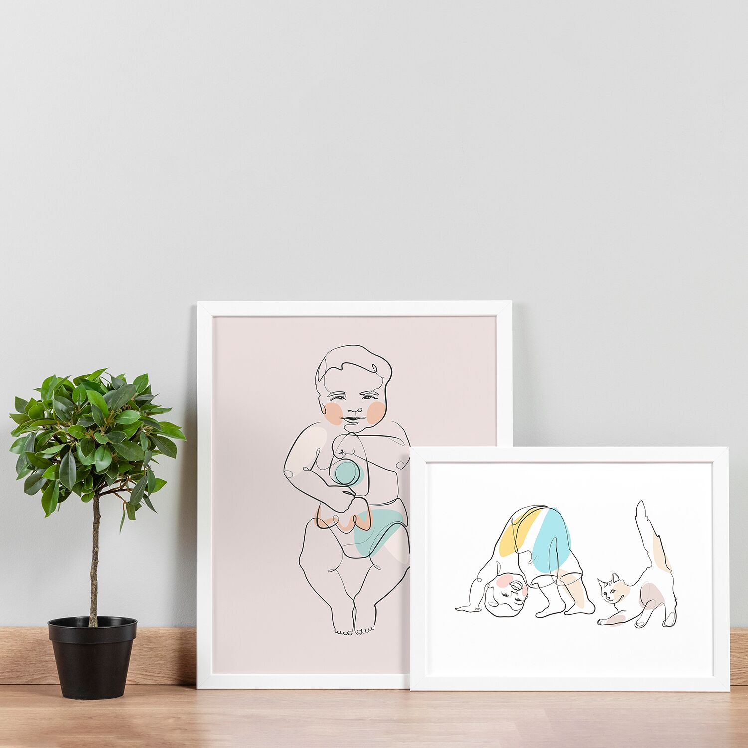 Cute Baby Playing With A Rattle Personalised Premium Museum Quality Poster - Image 3
