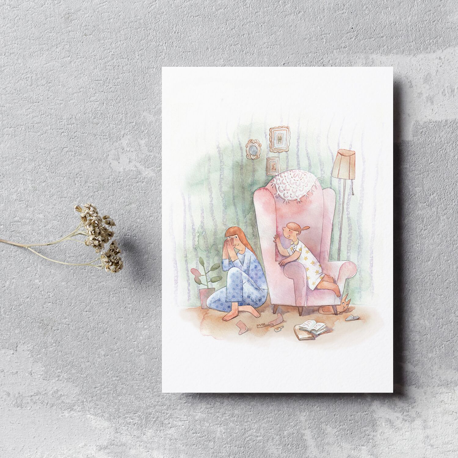 Mom And Daughter Playing Hiding Premium Matte Paper Metal Framed Poster - Image 4