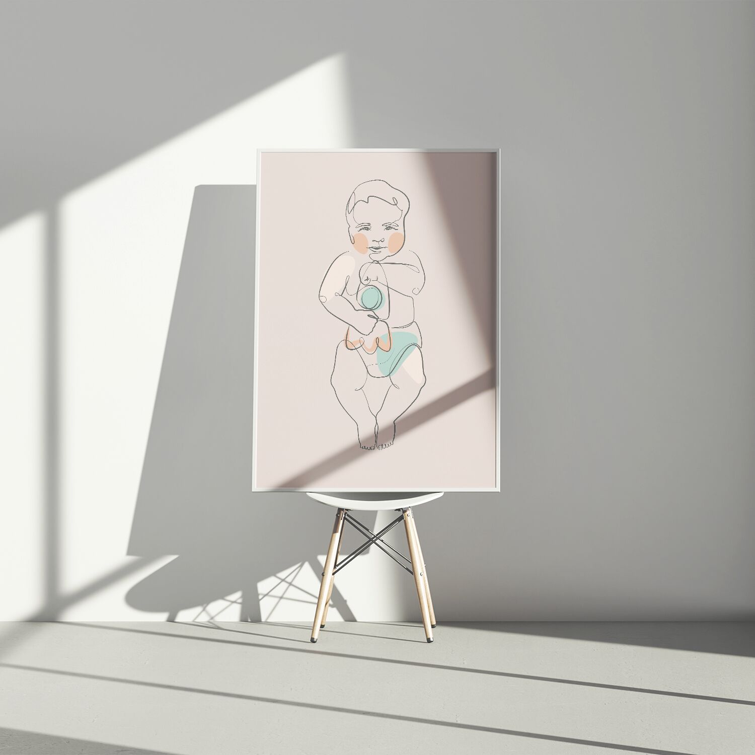 Cute Baby Playing With A Rattle Personalised Premium Museum Quality Poster - Image 2