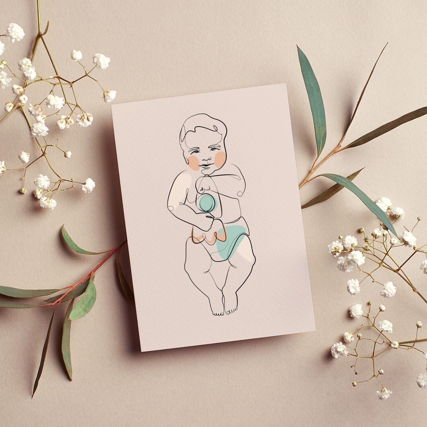 Cute Baby Playing With A Rattle Personalised Premium Museum Quality Poster - Image 4