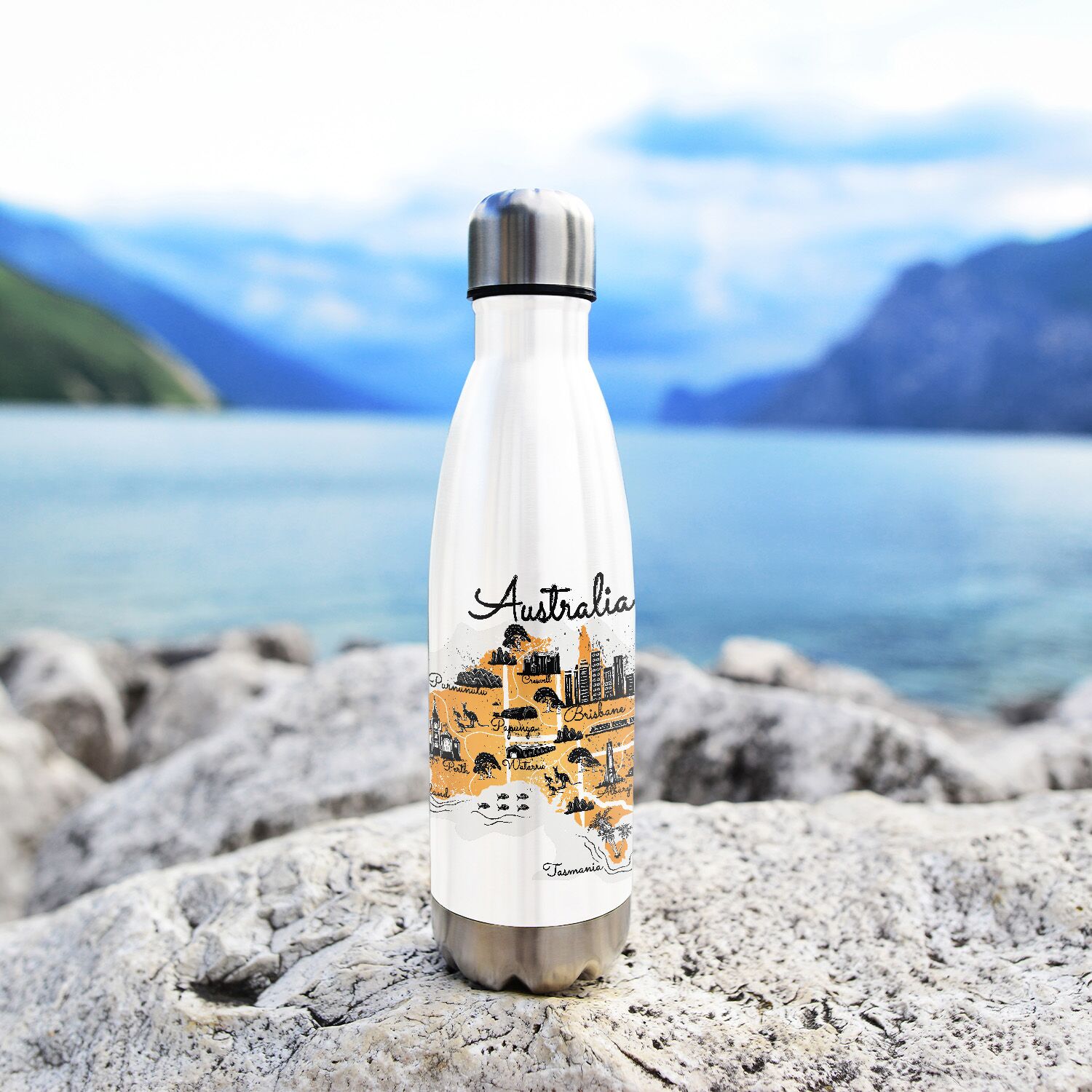 Australia Illustrated Map Stainless Steel Water Bottle - Image 6