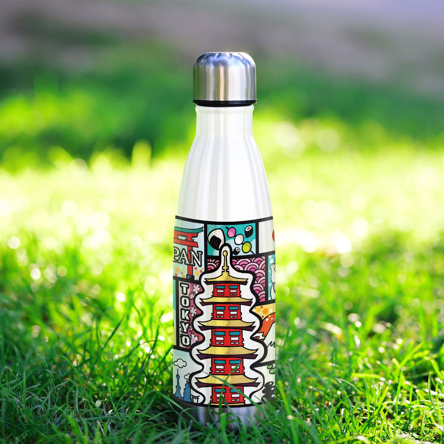 Tokyo Japan Abstract Map Stainless Steel Water Bottle - Image 3