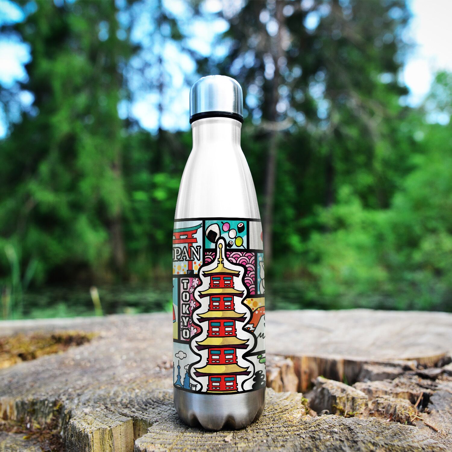 Tokyo Japan Abstract Map Stainless Steel Water Bottle - Image 2