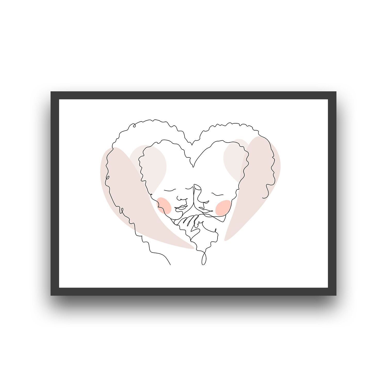 Twins Sweet Love In Heart Premium Matte Paper Wooden Framed Poster