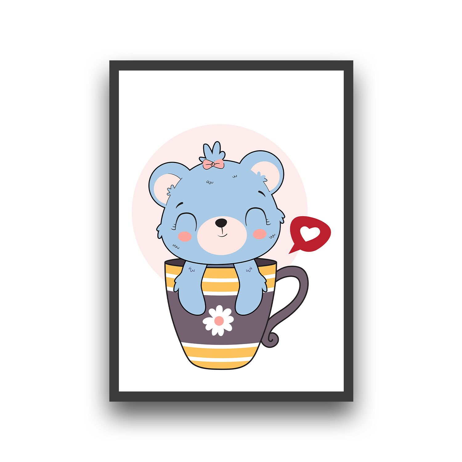Bear In Cup Premium Matte Paper Wooden Framed Poster